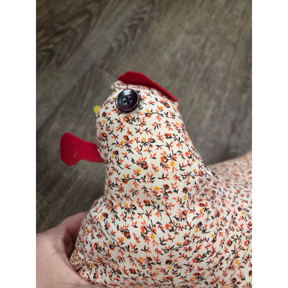 Vintage 1980s 1990s Farmhouse Decor Fabric Weighted Chicken Doorstop Cottage - Picture 2 of 6